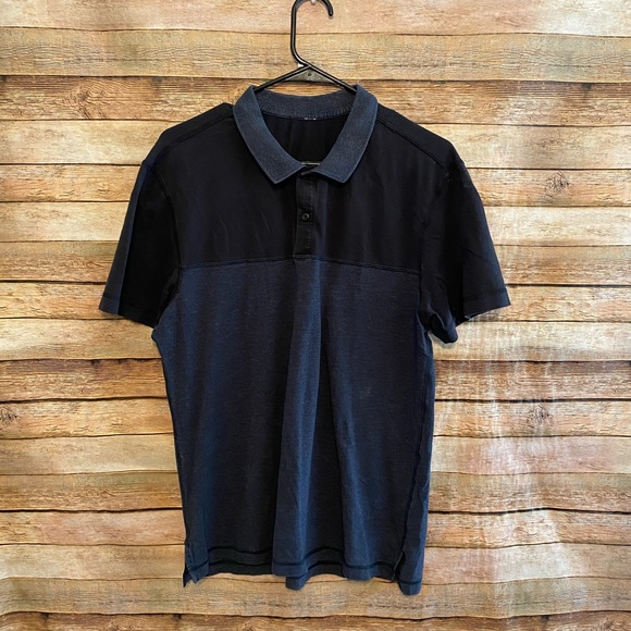 Lululemon Black Gray Union Polo Shirt Size Large